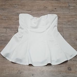 White strapless peplum top